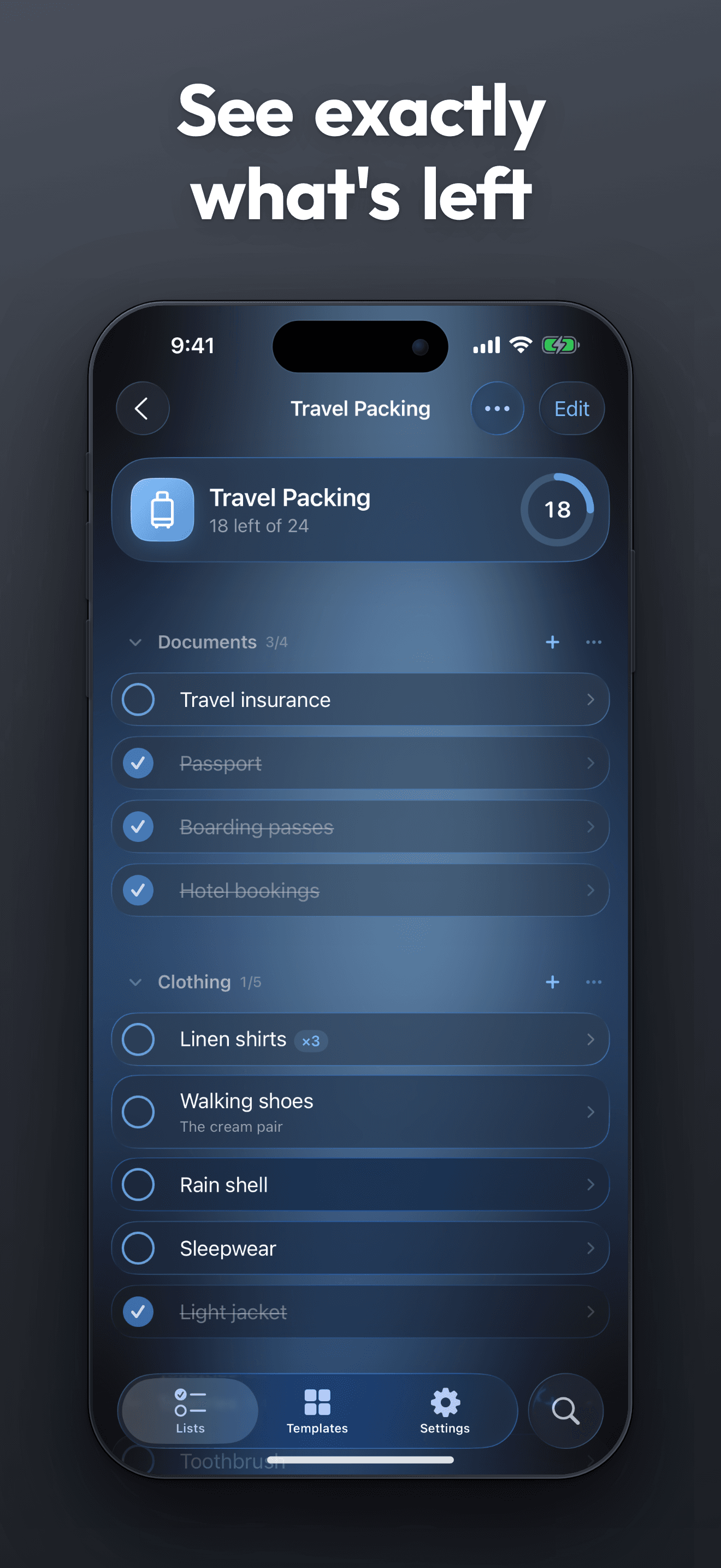 ChecklistIQ packing list