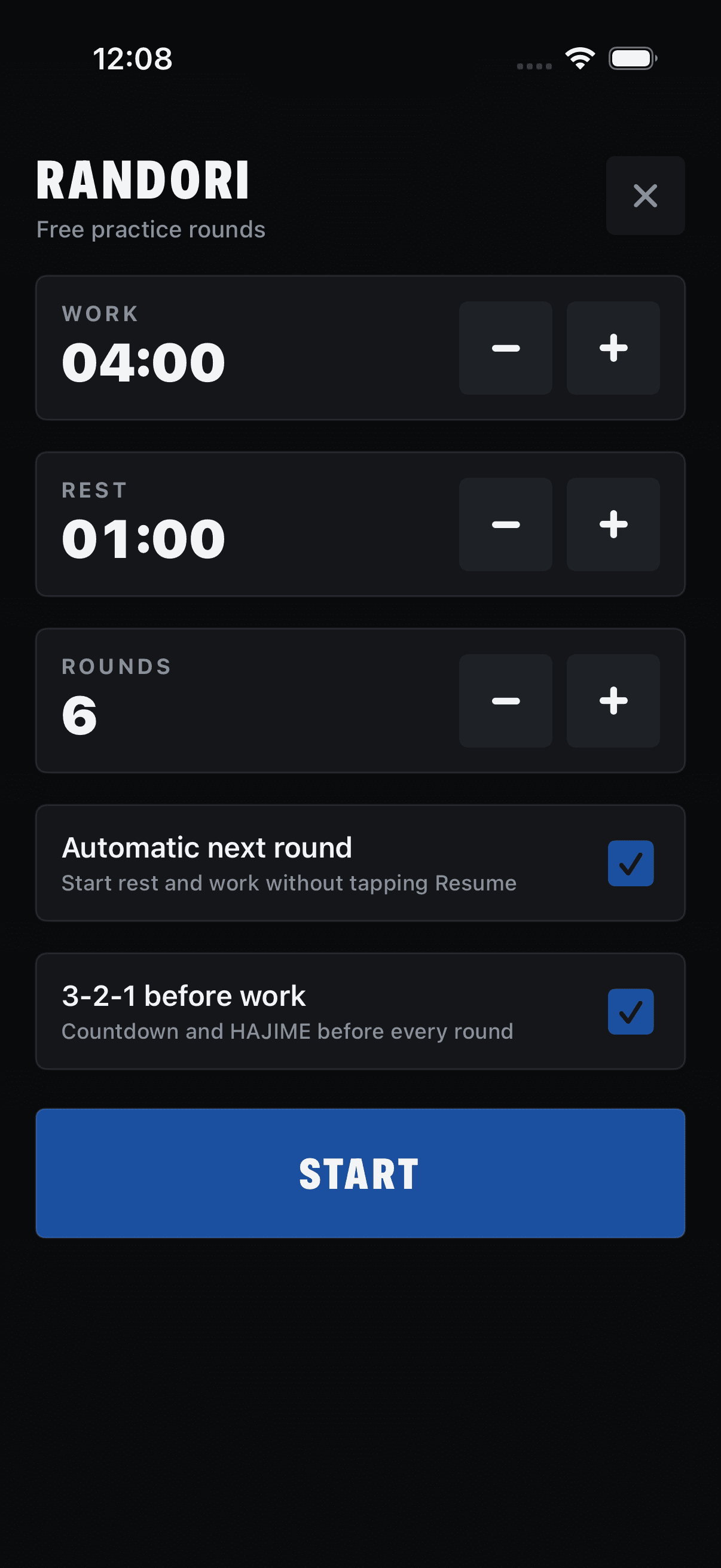 Randori practice timer