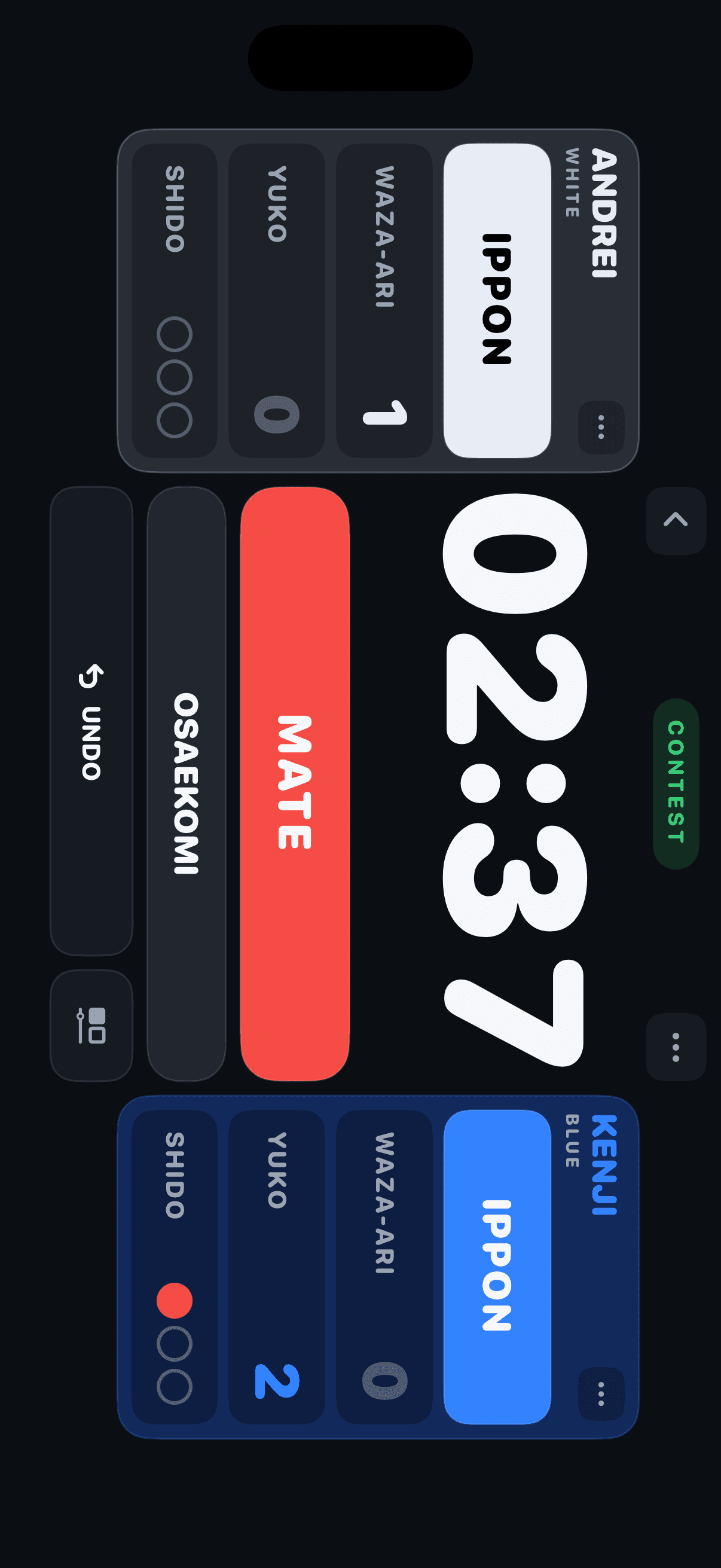 Shiai competition scoreboard