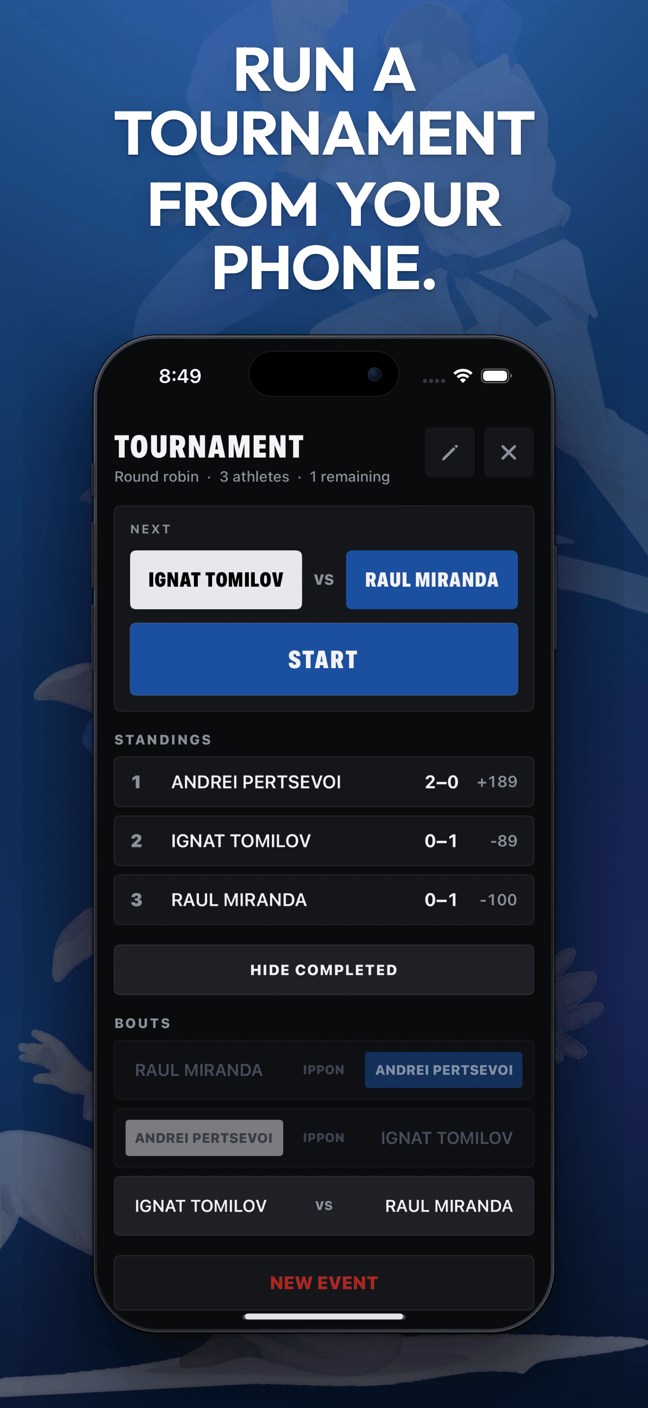 Tournament match setup